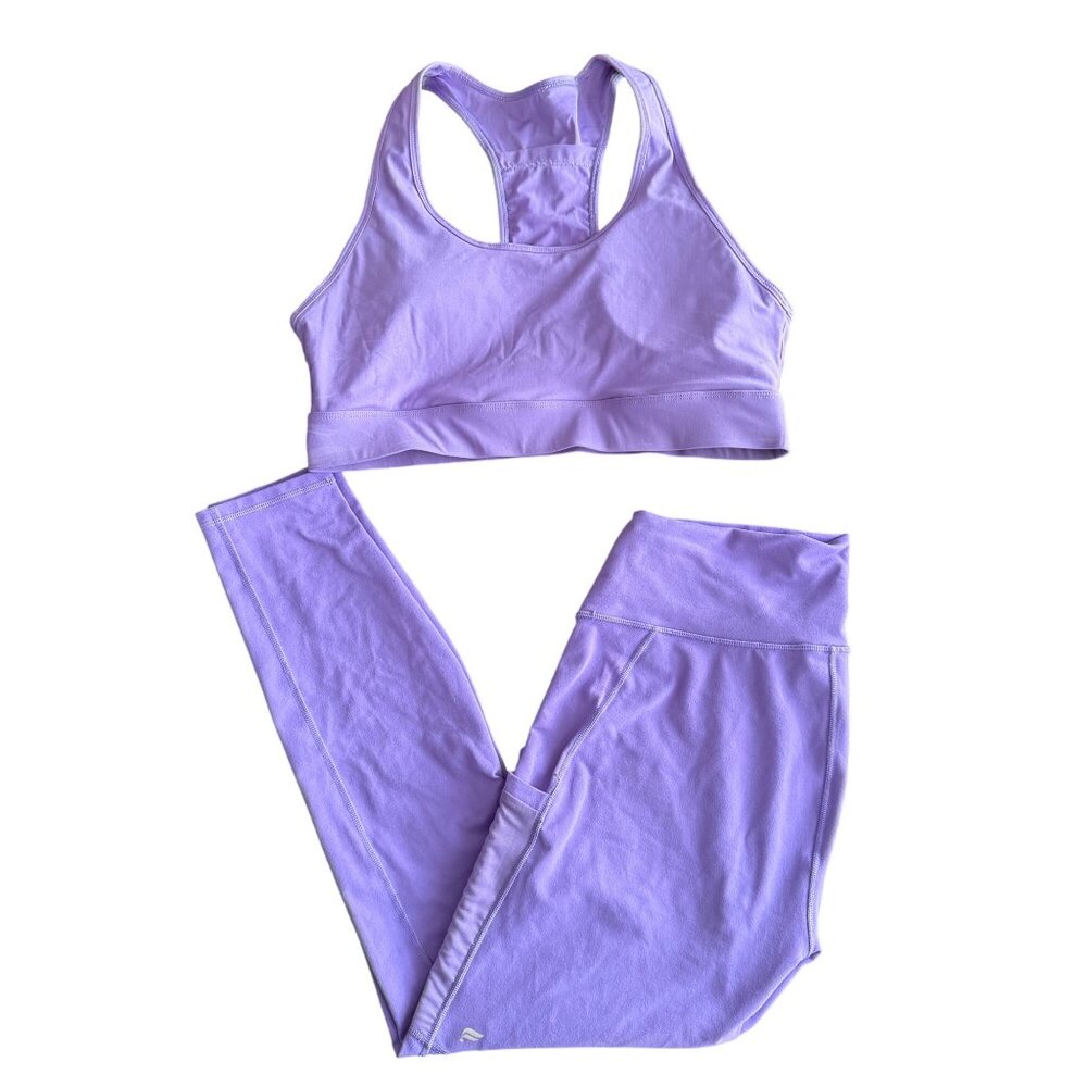 Fabletics Powerhold Lavender Sports Bra & High-Waisted Leggings Set